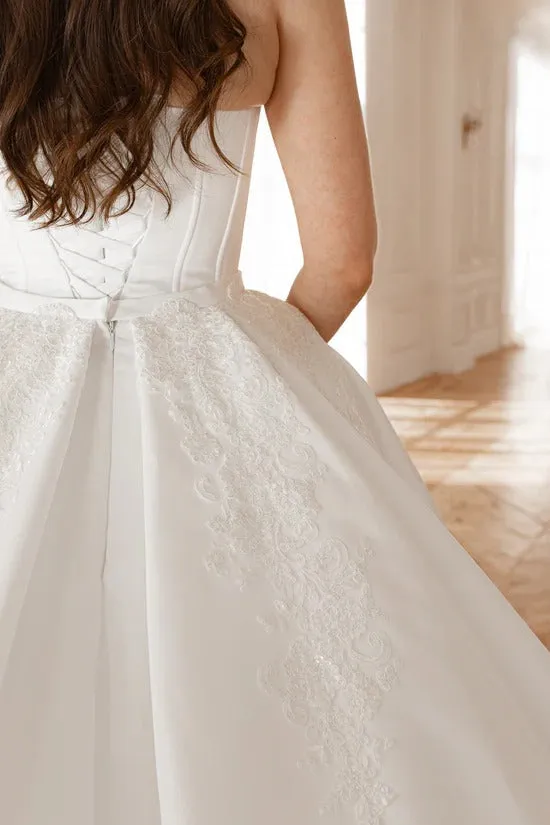 2 in 1 Wedding Dress with Detachable Skirt Court Train Dress Bridal Gown Princess Simple Satin Vestido De Novia Mermaid Bow - Image 6