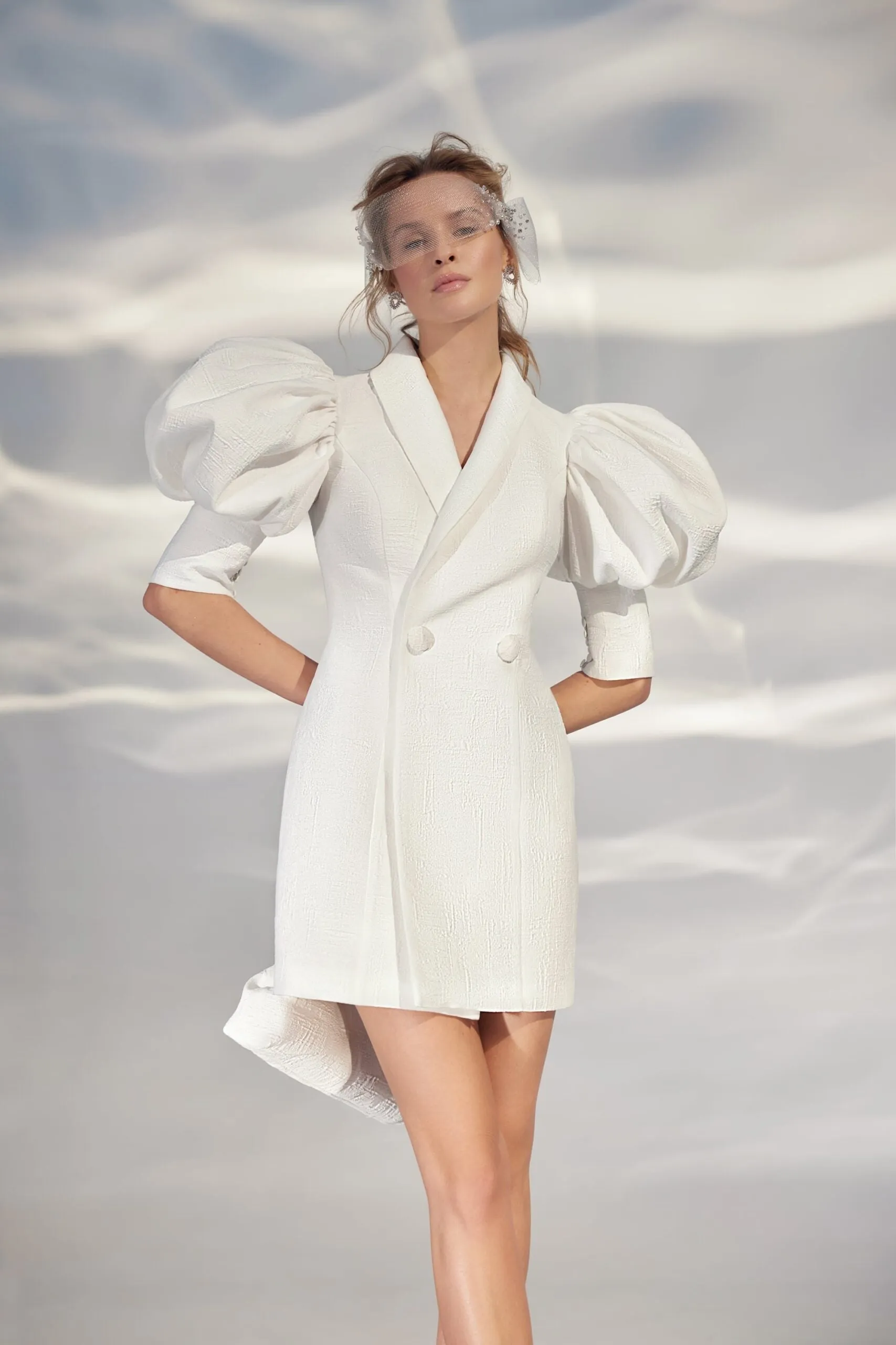 Long Sleeves V-Neck Satin Wedding Dress Court Train Simple Bow Vestido De Novia Mermaid Skirt PrincessDress Bridal Gown - Image 3