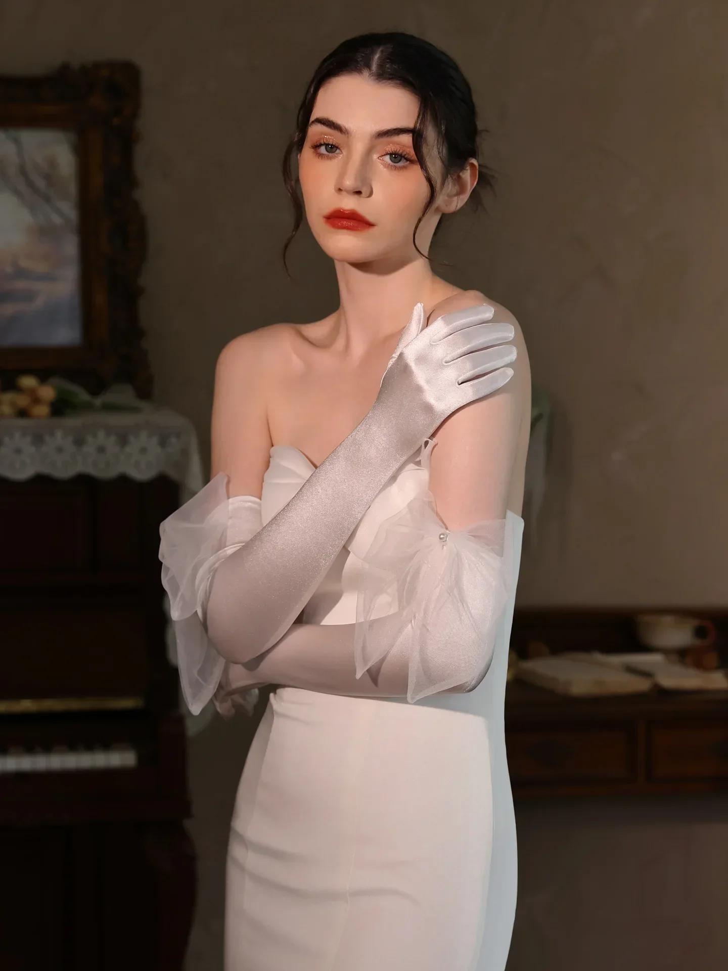 Long Bridal Gloves Bow Wedding Glove For Women Girl Party Evening Dress Jewelry Brides Accessories - Image 5