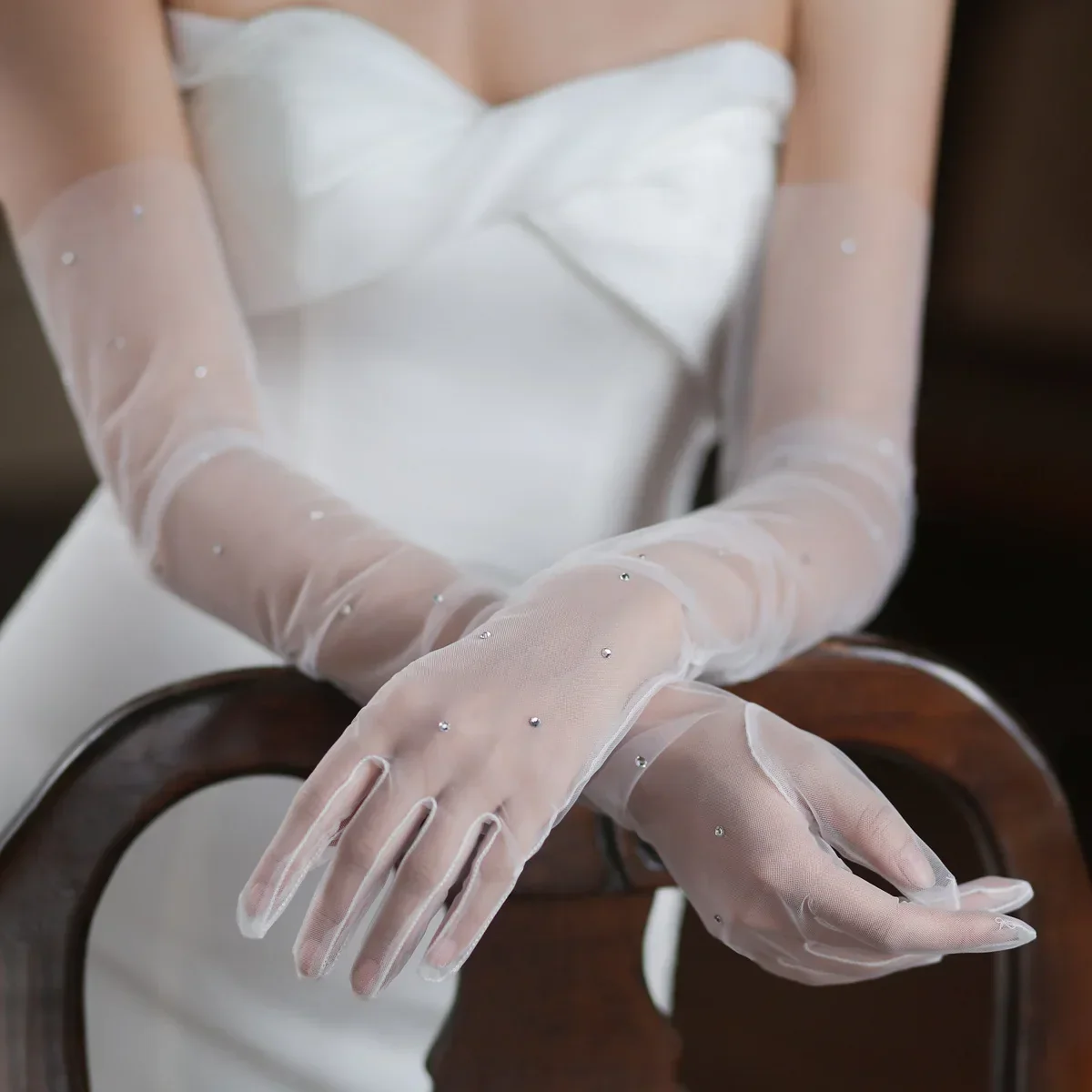 Long Bridal Gloves Shinny Crystal Wristband Wedding Glove For Women Girl Party Evening Dress Jewelry Bride Accessories