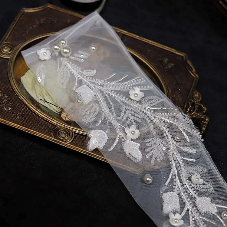 Long Bridal Gloves Vintage Flower Pearls Wristband Wedding Glove For Women Girl Party Evening Dress Jewelry Bride Accessories - Image 2