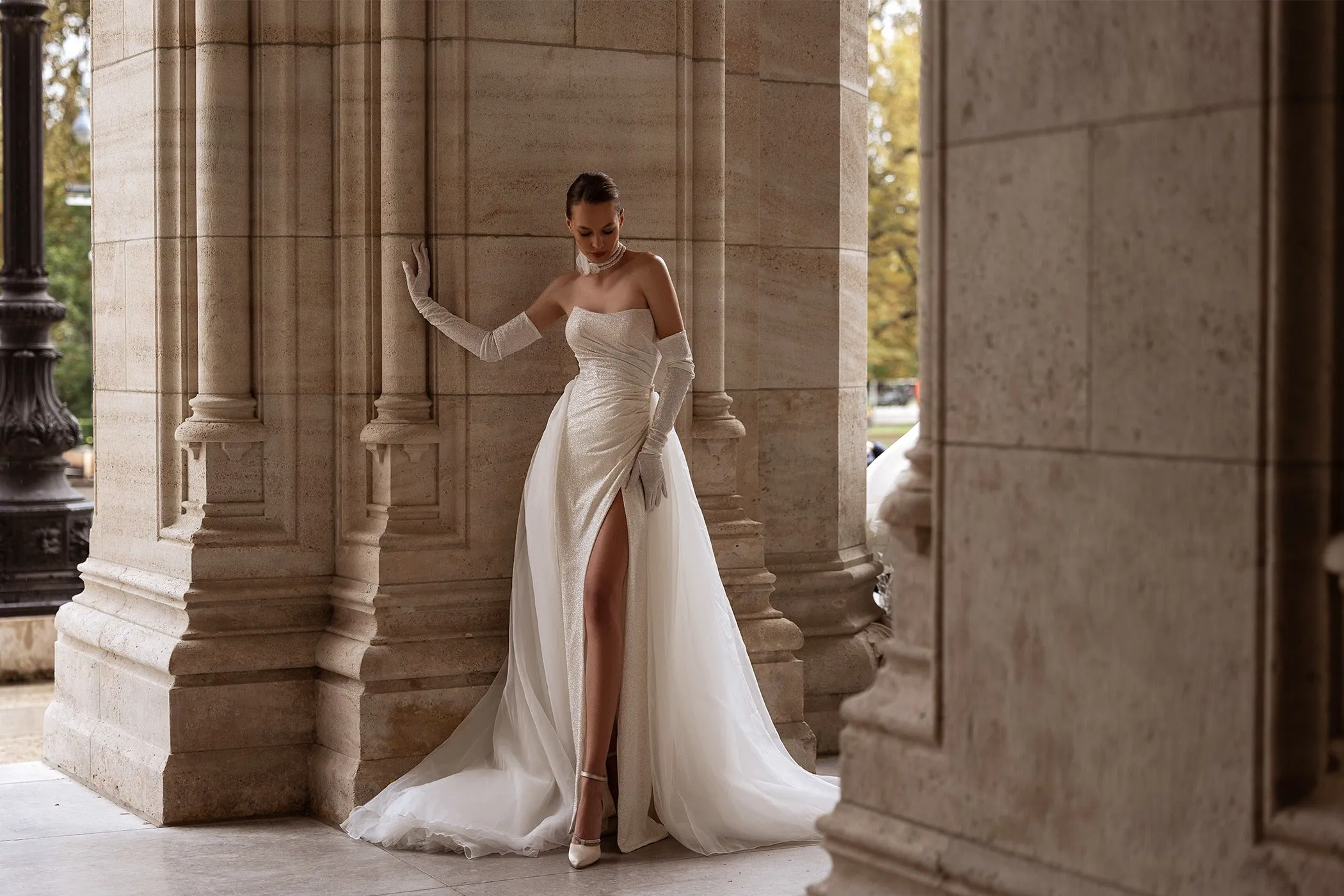 Sexy Strapless Wedding Dress Modern Gown Mermaid Bow Court Train Vestido De Novia Dress Satin Princess - Image 2