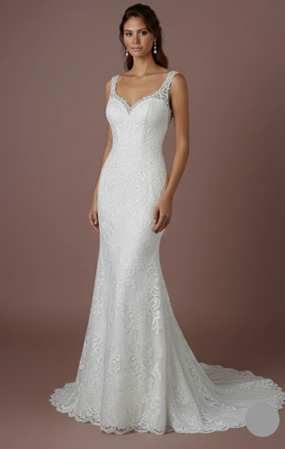 Sleeveless Wedding Dress Beaded Waistband Long Chiffon Skirt - Image 2