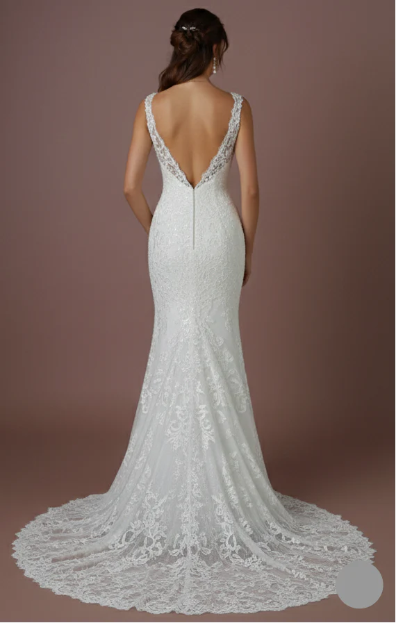 Sleeveless Wedding Dress Beaded Waistband Long Chiffon Skirt - Image 3