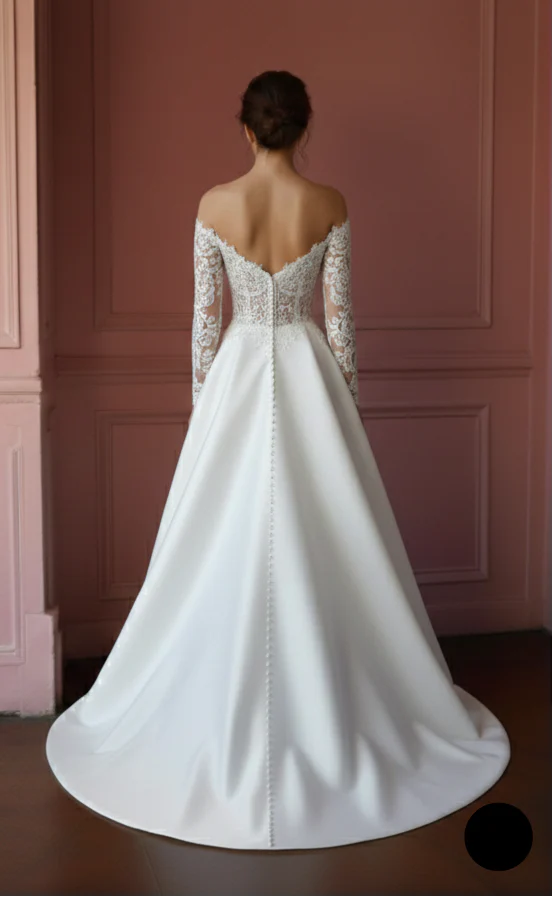 Masterpost All Styles Lace Satin Long Tulle Bridal Gown - Image 3