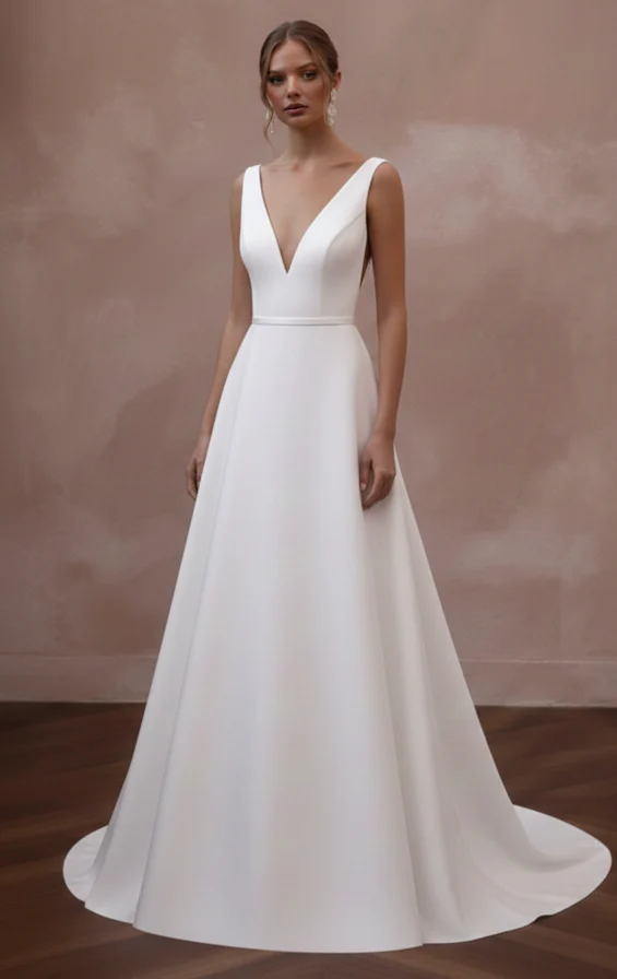Cold Shoulder Wedding Dress Boho Long Chiffon Flowy Gown - Image 2