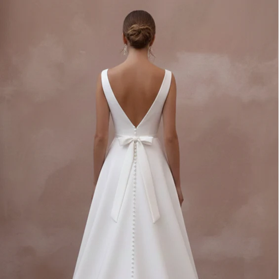 Cold Shoulder Wedding Dress Boho Long Chiffon Flowy Gown - Image 5