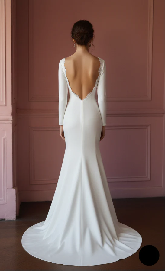 Satin Mermaid Wedding Dress Minimalist Long Traditional Wear - Image 3
