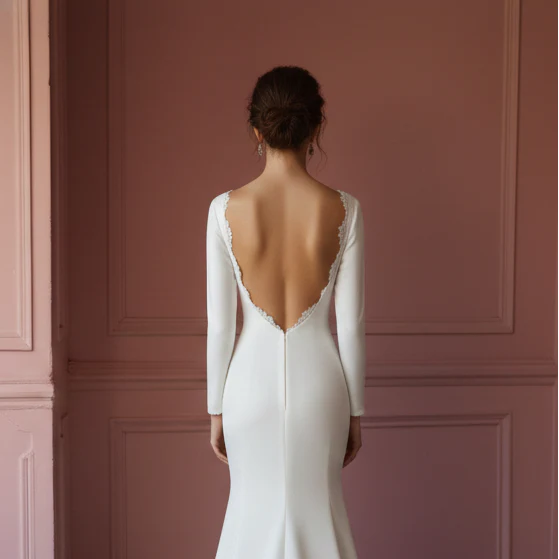Satin Mermaid Wedding Dress Minimalist Long Traditional Wear - Image 5