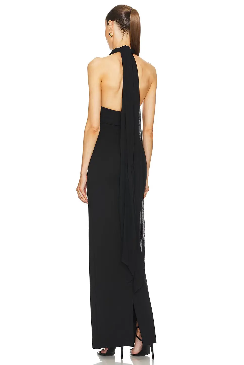 Long Ribbon Sexy V-Neck Sleeveless Halter Black Mini Ankle length Woman Birthday Party Dress Celebrity Evening Party Outfit - Image 4