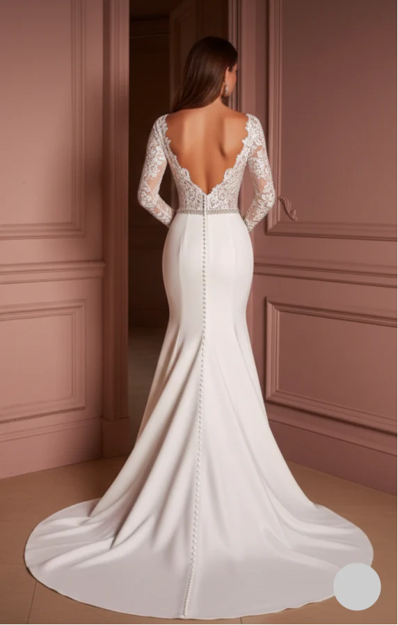 Simple Slit Wedding Dress Deep V-Neck Sleeveless Long Bridal - Image 3