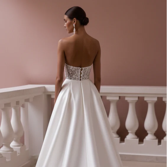 Corset Top Wedding Dress Lace Up Long Back Tulle Wear - Image 5