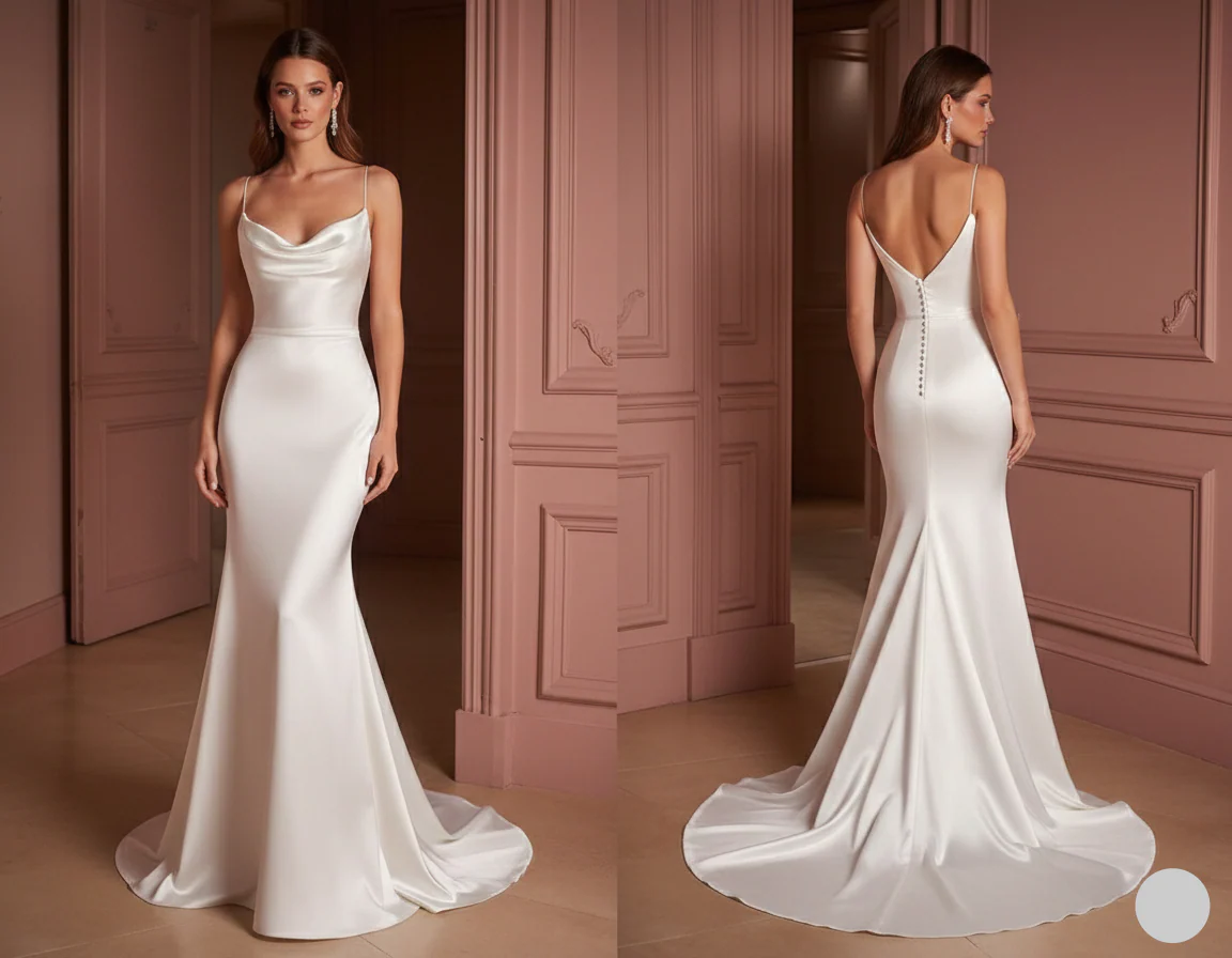 Luxury Silk Wedding Dress Designer Style Long Bridal Gown