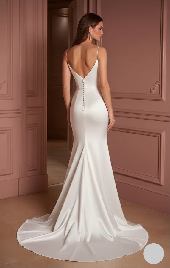 Luxury Silk Wedding Dress Designer Style Long Bridal Gown - Image 3