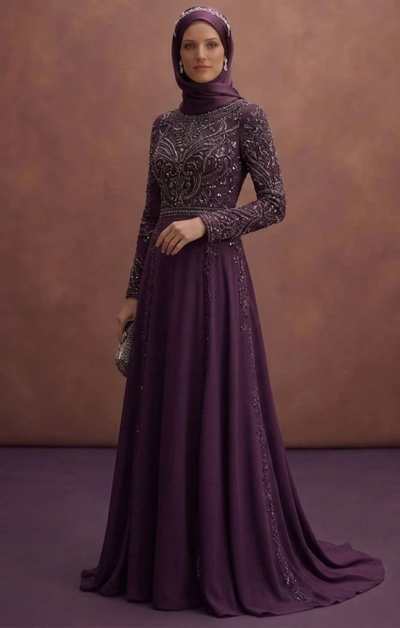 Long Sleeve Maxi Muslim Prom Dresses – Classic Modesty - Image 2