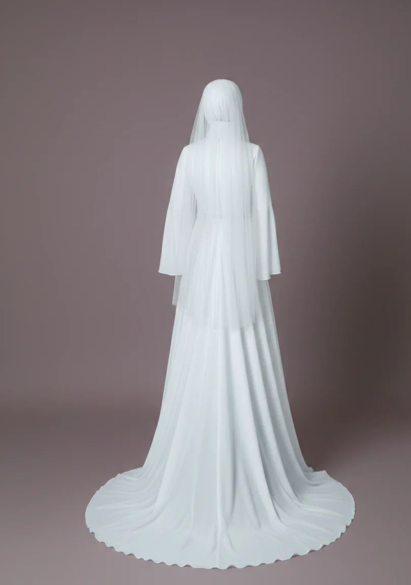 High Neck Muslim Wedding Dress Organza Modest Ruffles Classic - Image 2