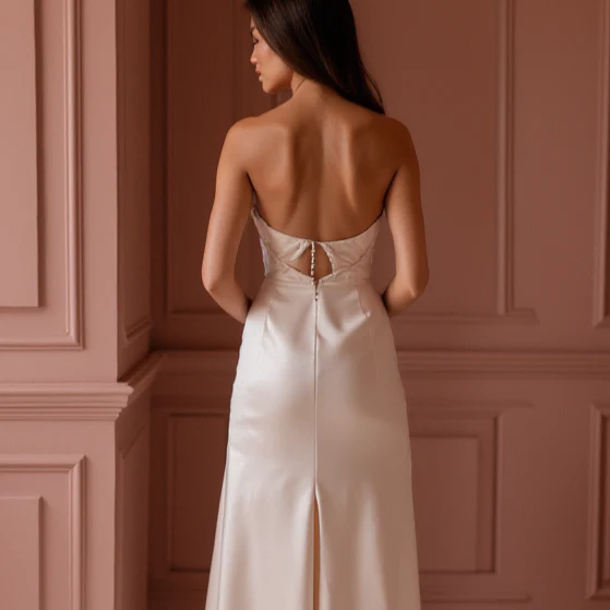 Luxurious White A-Line Bridal Gown with Crystal Beading and Embellished Waistline - Image 5