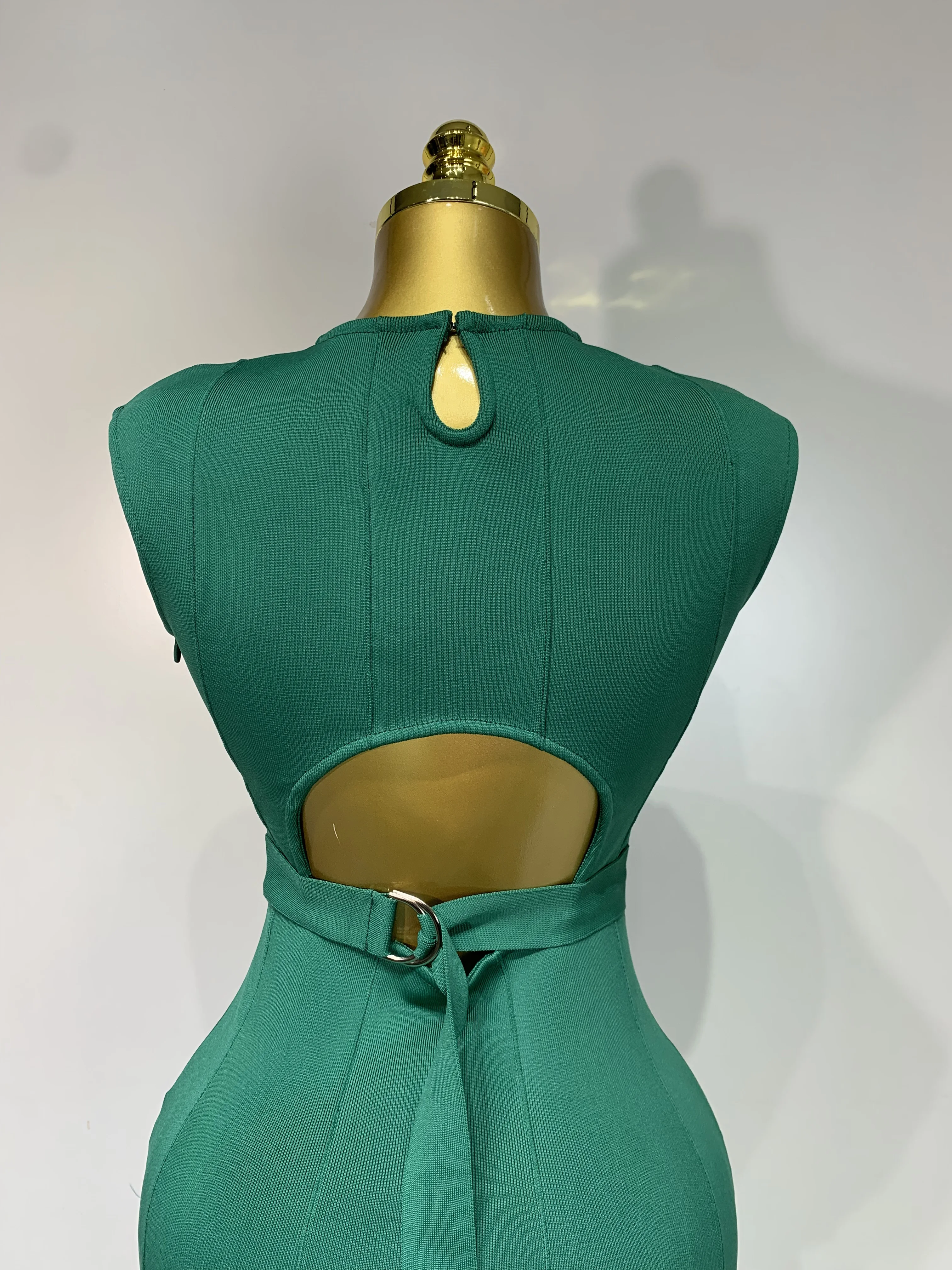 Luxury Birthday Dress Sexy O Neck Sleeveless Hollow Out Fringe Dress Women Green Slim Dresses Elegant Evening Party Club Gowns - Image 6