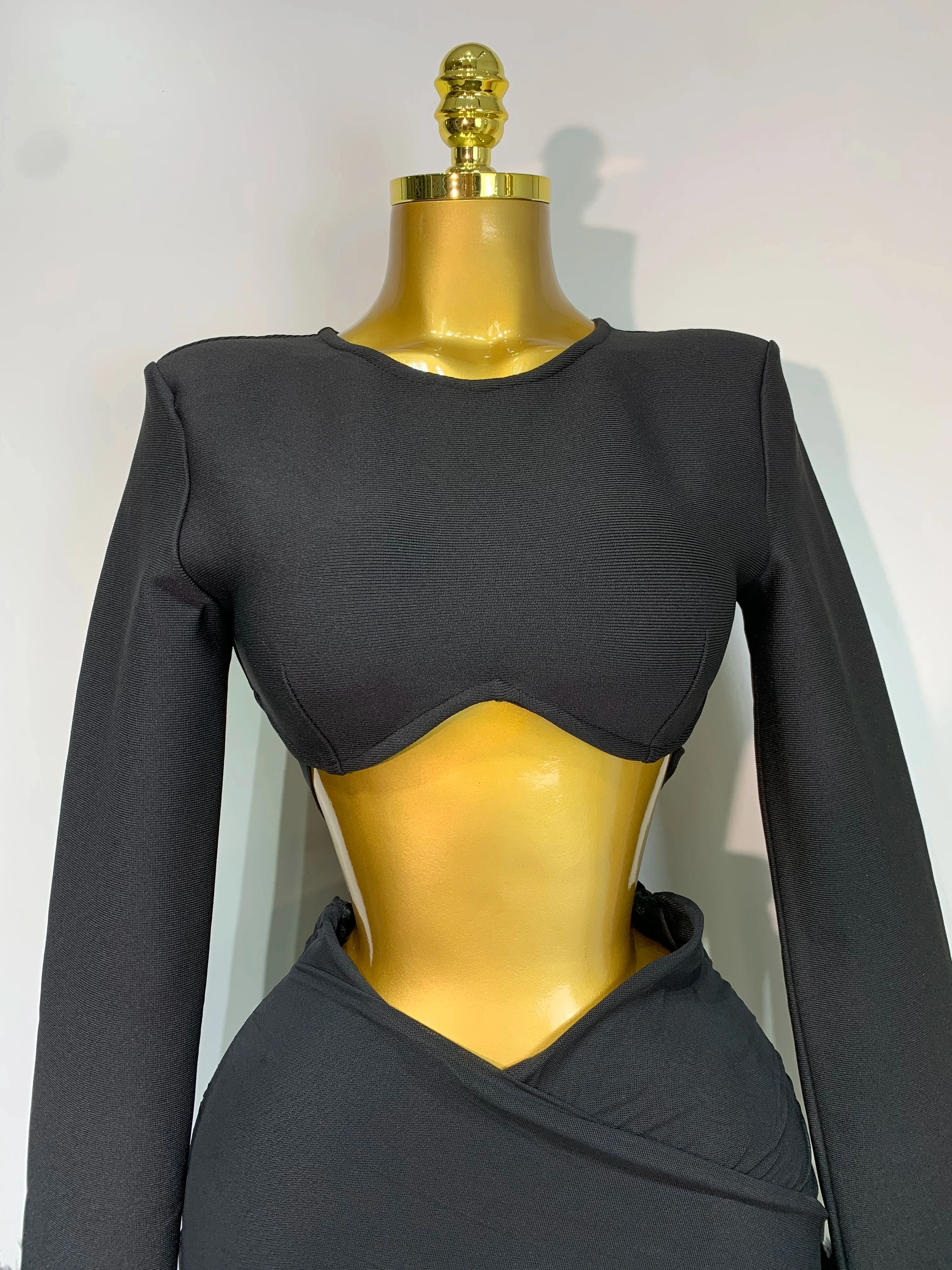 Luxury Birthday Dress Women Sexy Long Sleeve Feather Black Mesh Mini Bodycon Bandage Dress Elegant Evening Club Party Dress ﻿ - Image 5
