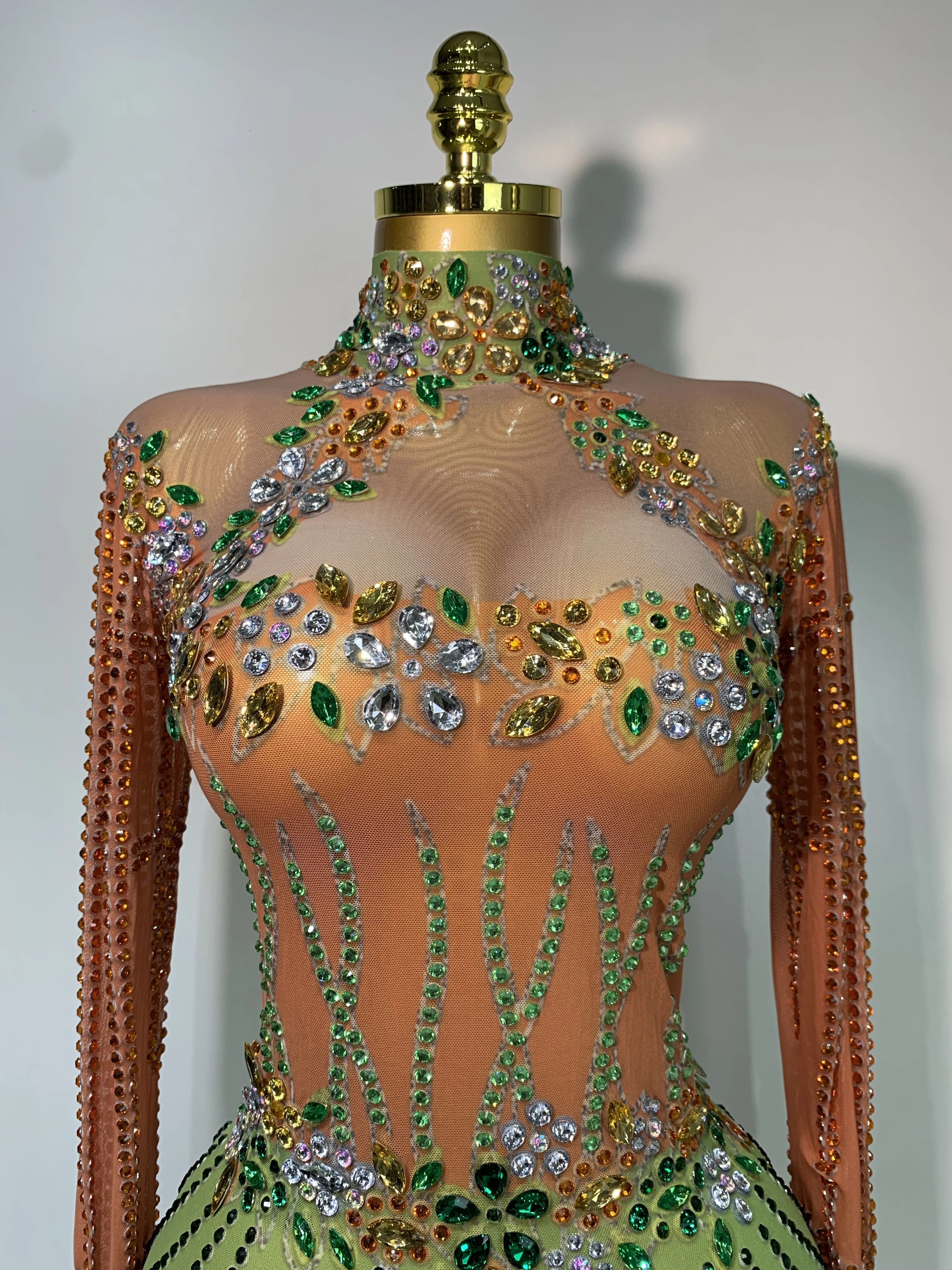 Luxury Birthday Dress Women Sparkly Diamond Short Dress Sexy Mesh See Through Celebrate Evening Party Singer Performance Costume - Image 5