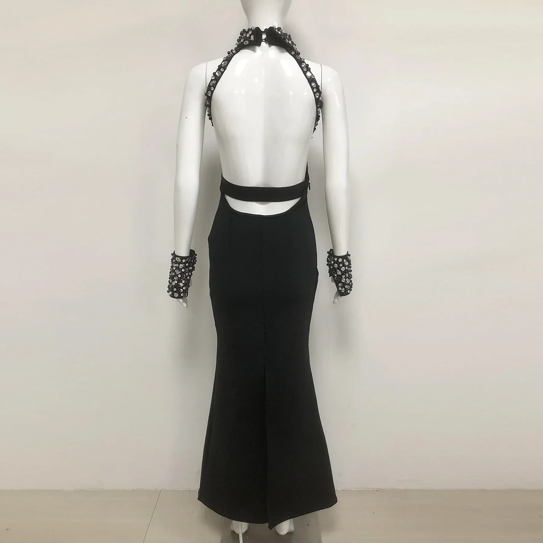 Luxury Diamond Neck Sexy Halter Sleeveless Steath Ankle Lenght Bandage Dress Graceful Woman Party Dress Birthday Party Vestido - Image 5