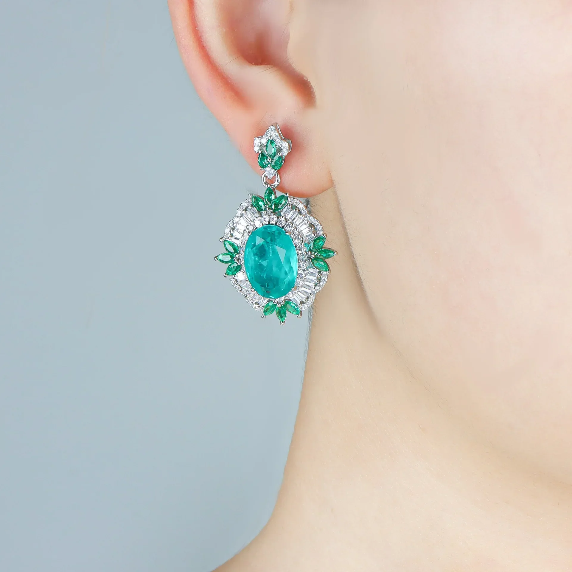 Luxury Green AAA Zircon Bridal Earrings CZ Cubic Zirconia Wedding Earring For Brides Accessories Women Gift Dinner Party Jewelry - Image 3