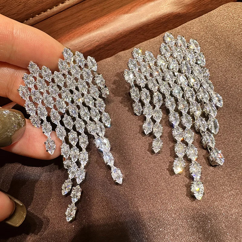 Luxury Heart CZ Zircon Bridal Earrings Cubic Zirconia Drop Wedding Earring For Brides Accessories Women Birthday Gift Jewelry - Image 2