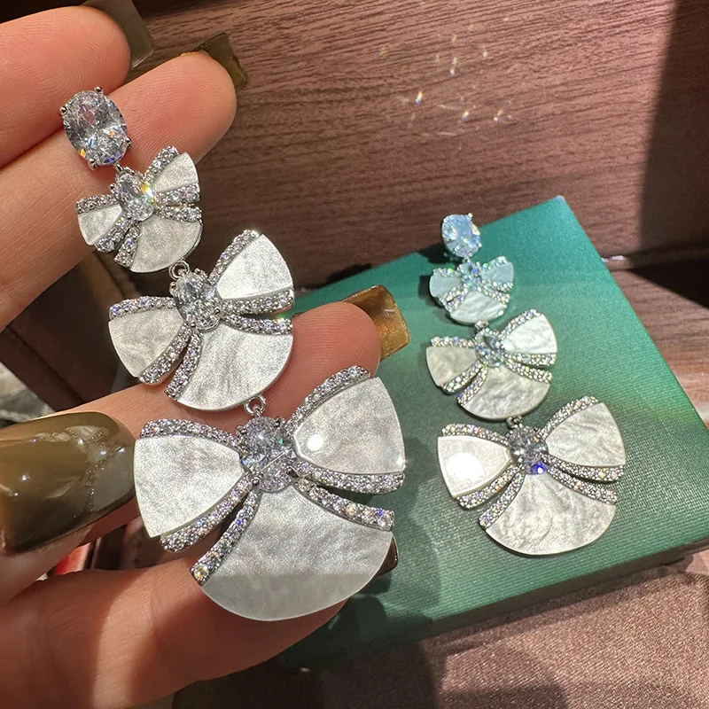 Luxury Long AAA Zircon Bridal Earrings CZ Cubic Zirconia Wedding Earring For Brides Accessories Women Birthday Gift Jewelry
