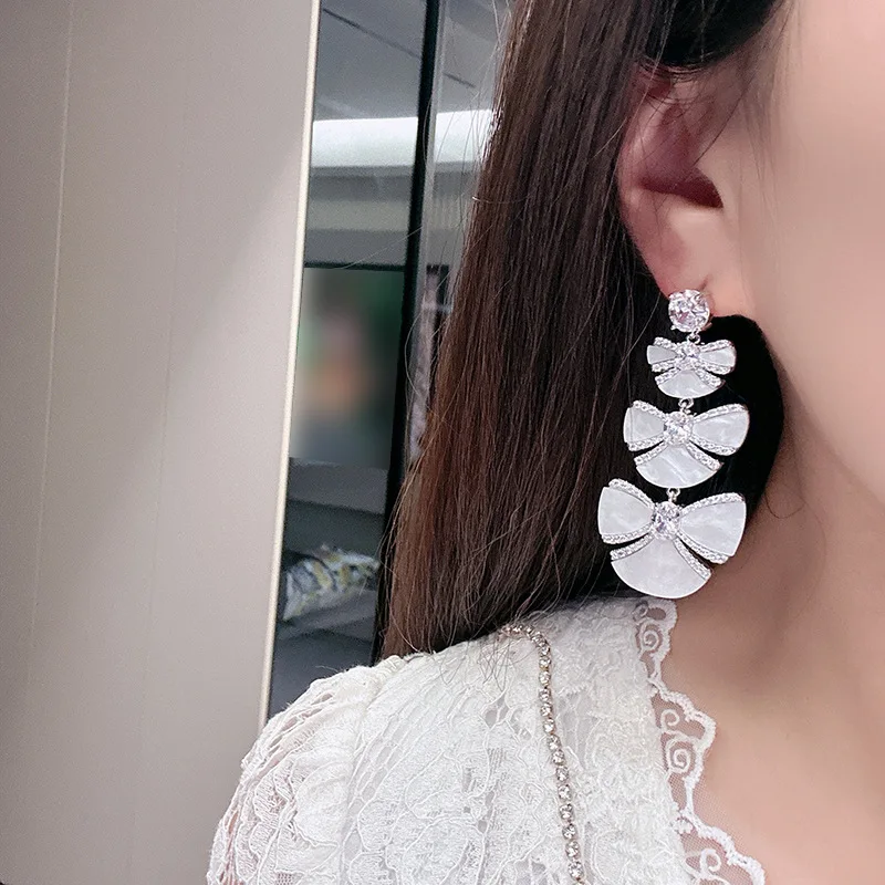 Luxury Long AAA Zircon Bridal Earrings CZ Cubic Zirconia Wedding Earring For Brides Accessories Women Birthday Gift Jewelry - Image 5
