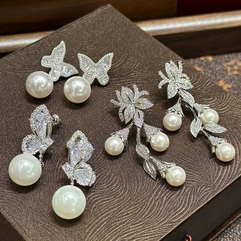 Luxury Pearl AAA Zircon Bridal Earrings Cubic Zirconia Wedding Earring For Women Bride Accessories Birthday Gifts Jewelry - Image 2
