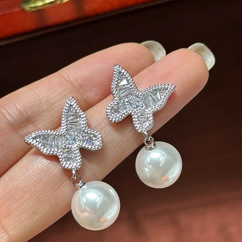 Luxury Pearl AAA Zircon Bridal Earrings Cubic Zirconia Wedding Earring For Women Bride Accessories Birthday Gifts Jewelry - Image 6