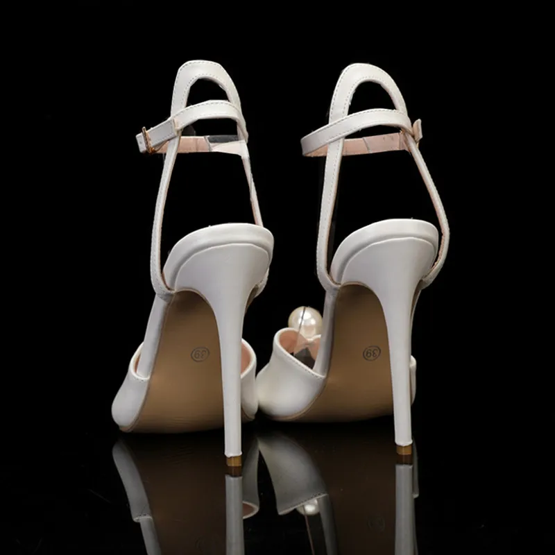 Luxury Pearls Rhinestones Peep toe Women Pumps Sandals Sexy Ankle Strap High Heels Summer Bridal Wedding Party Shoes Sandals - Image 5