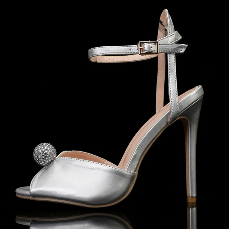 Luxury Pearls Rhinestones Peep toe Women Pumps Sandals Sexy Ankle Strap High Heels Summer Bridal Wedding Party Shoes Sandals - Image 8