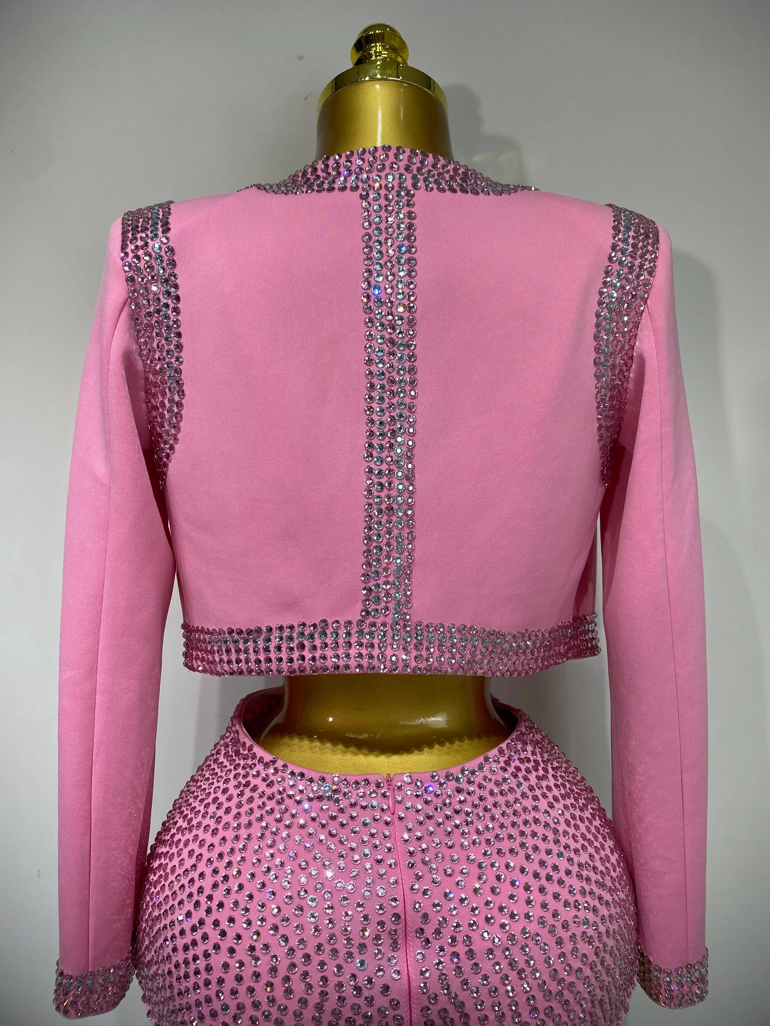 Luxury Rhinestone Jacket Bra Top And Matching Shorts Set 3 Pieces Outfits Women Sexy Sparkle Nightclub Singer Stage Outfit - Image 6