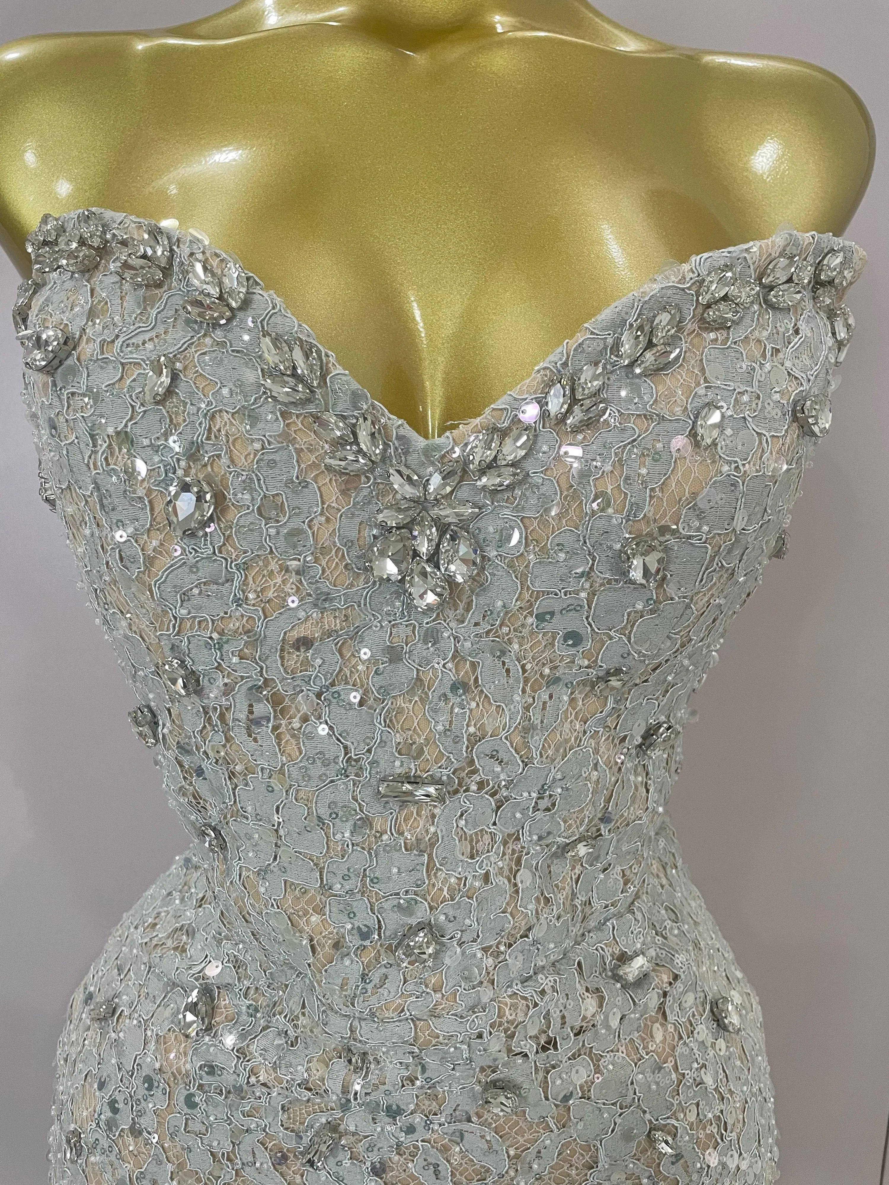 Luxury Sparkle Diamond Tassel Halter Cocktail Dress  Women Elegant Evening Formal Gowns Wedding Party Dresses Stage Costumes - Image 5