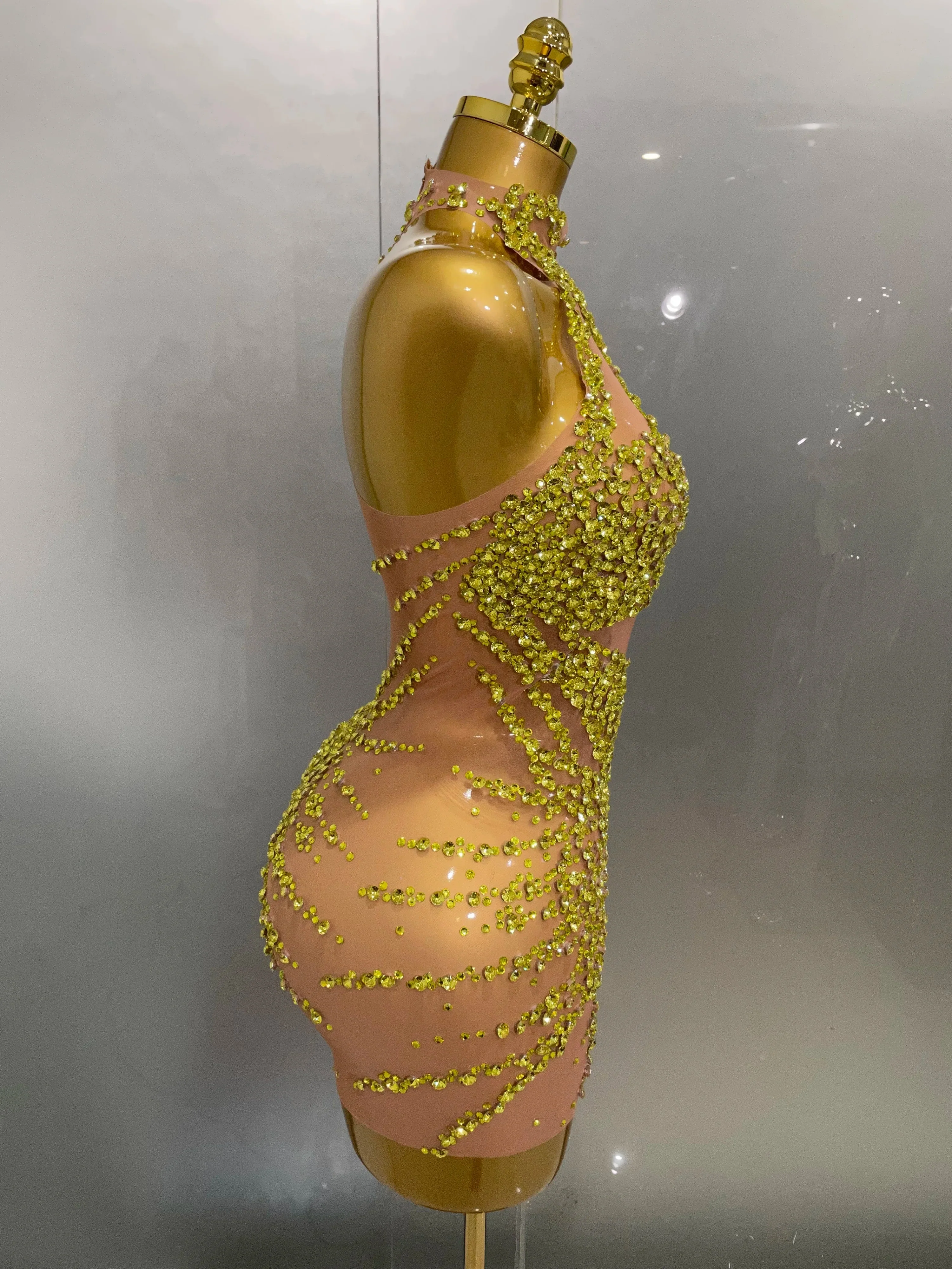 Luxury Sparkle Rhinestones Mesh Transparent Prom Dress  Women Sexy Birthday Celebrate Party Club Prom Outfit Bar Costume - Image 4