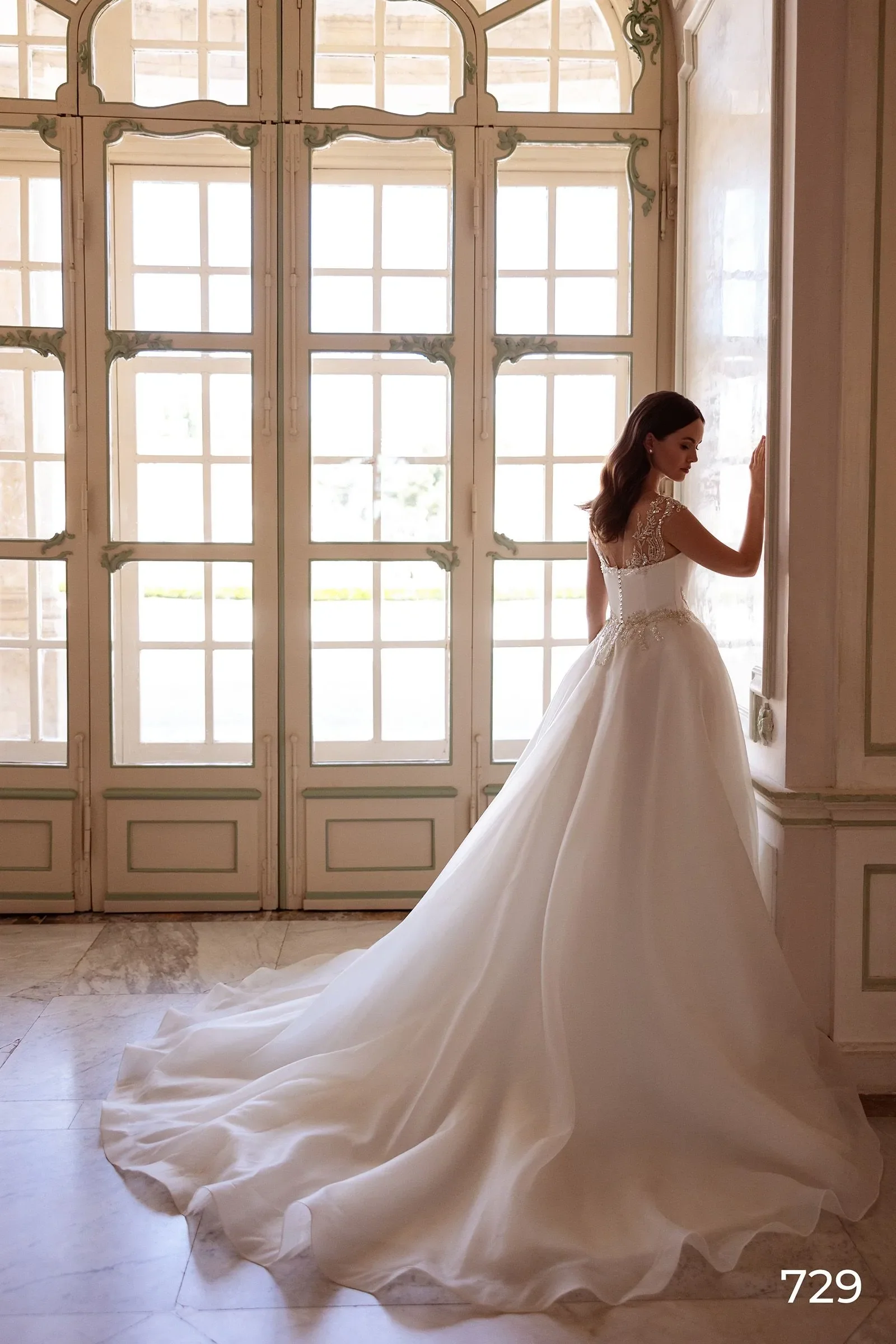 Luxury Women's White Wedding Dress Lace A-Line Dress Bridal Gowns - Image 2