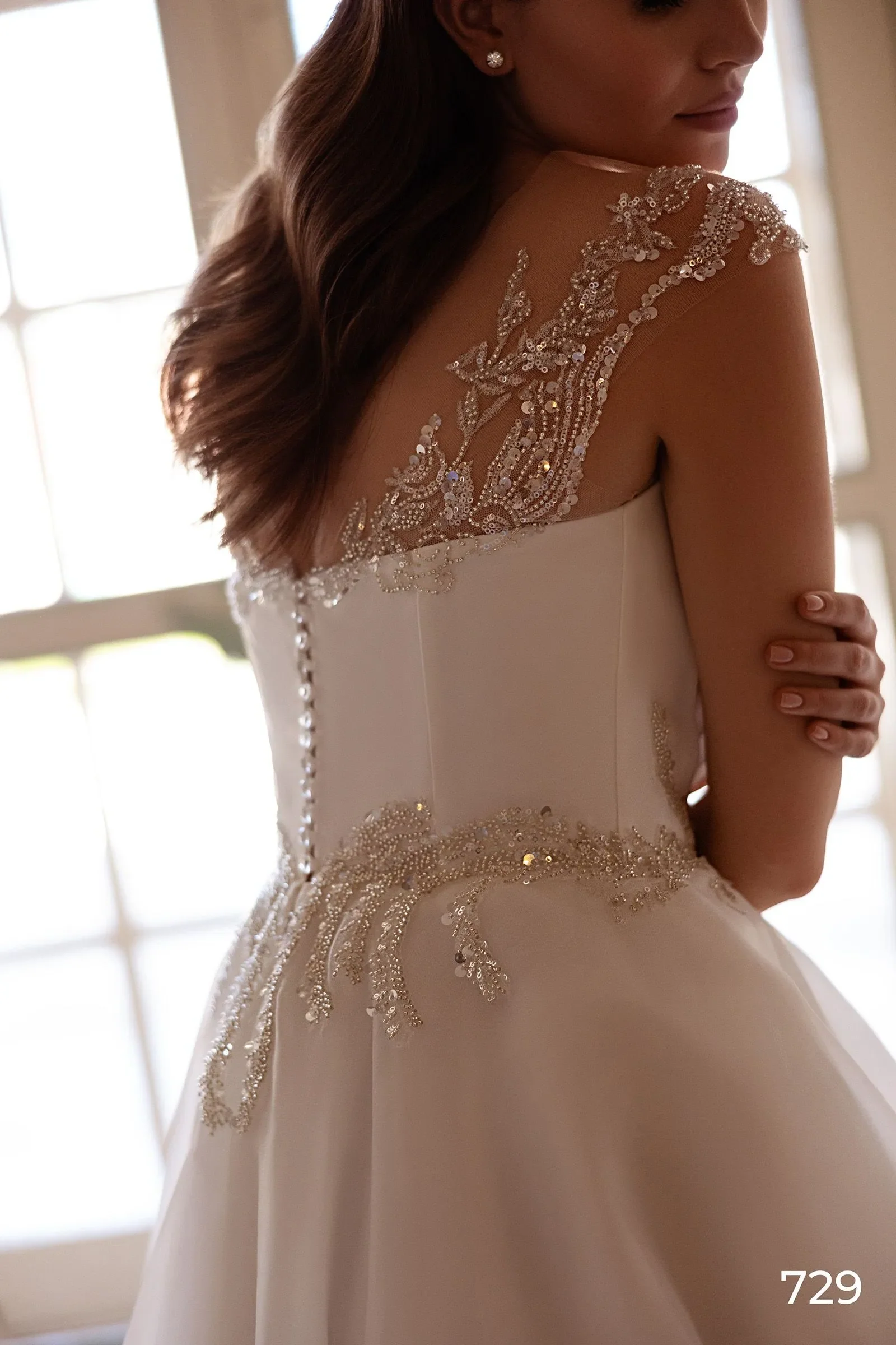 Luxury Women's White Wedding Dress Lace A-Line Dress Bridal Gowns - Image 3