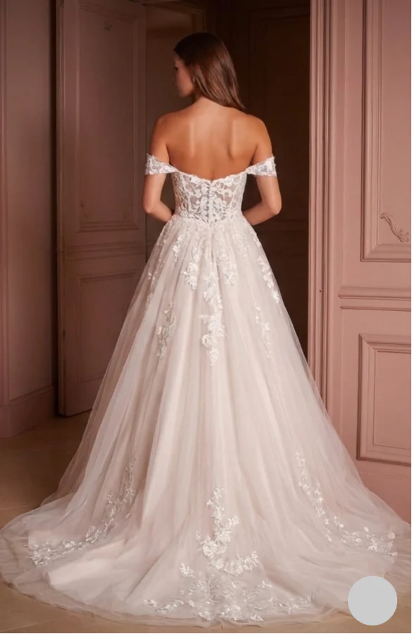 Off-Shoulder Wedding Dress Modern Princess Bridal Gown - Image 3