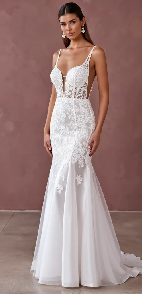 Mermaid Fit-and-Flare Wedding Dress for Beach, Garden, and Outdoor Weddings - Image 2