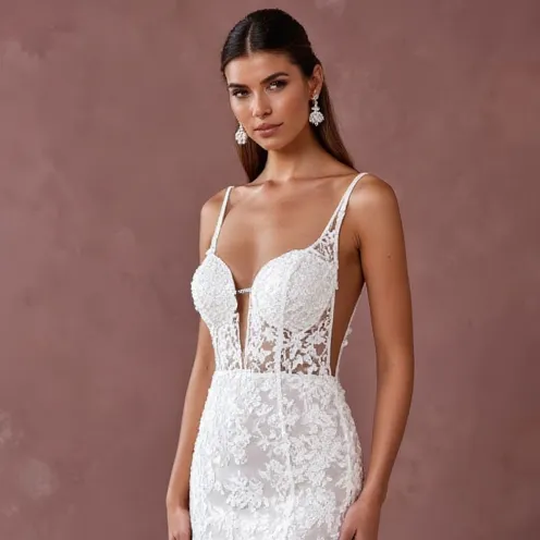 Mermaid Fit-and-Flare Wedding Dress for Beach, Garden, and Outdoor Weddings - Image 4