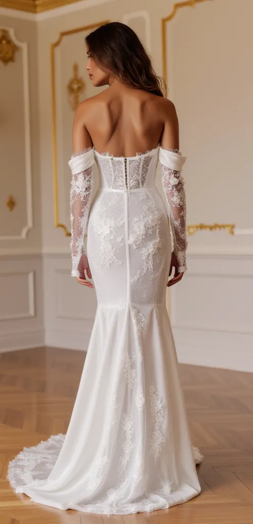 Mermaid Fit-and-Flare Wedding Dress for Trendy Brides Who Love Glam - Image 3