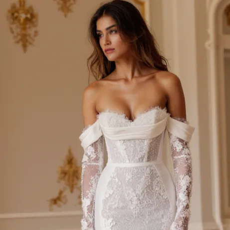 Mermaid Fit-and-Flare Wedding Dress for Trendy Brides Who Love Glam - Image 4