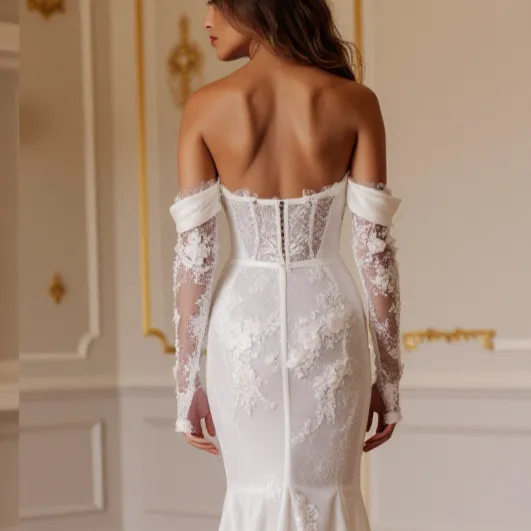 Mermaid Fit-and-Flare Wedding Dress for Trendy Brides Who Love Glam - Image 5