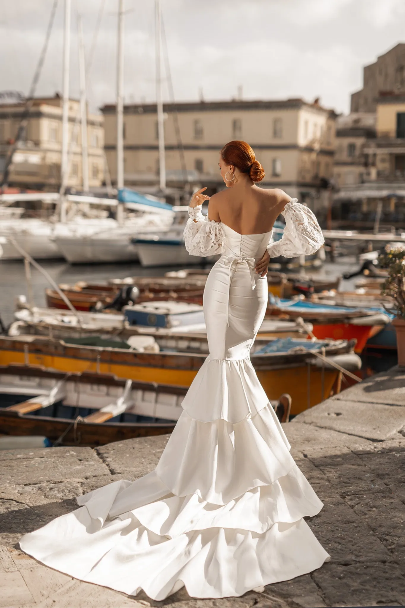 Mermaid Modern Wedding Dresses Sweetheart Lace Bride Robe Three Quarter Puff Sleeves Bridal Gowns Off Shoulder Vestidos De Novia - Image 2