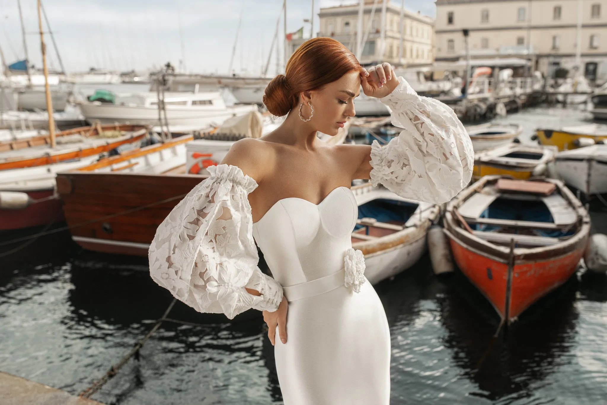 Mermaid Modern Wedding Dresses Sweetheart Lace Bride Robe Three Quarter Puff Sleeves Bridal Gowns Off Shoulder Vestidos De Novia - Image 3
