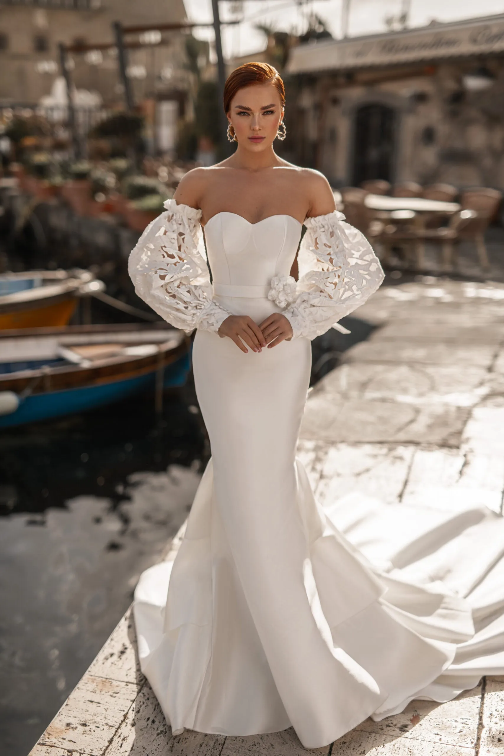 Mermaid Modern Wedding Dresses Sweetheart Lace Bride Robe Three Quarter Puff Sleeves Bridal Gowns Off Shoulder Vestidos De Novia - Image 4