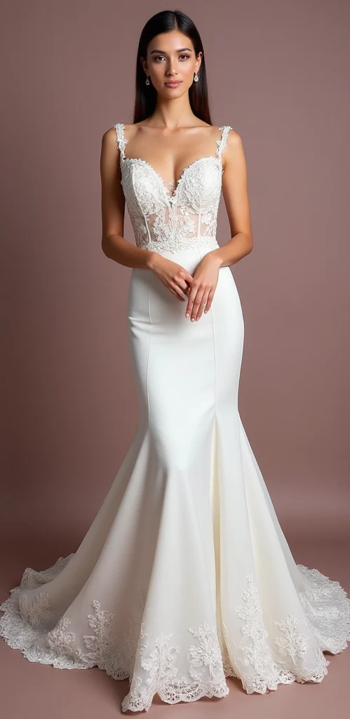 Mermaid Wedding Dress with a Chapel Train for a Classic Bridal Look - Image 2