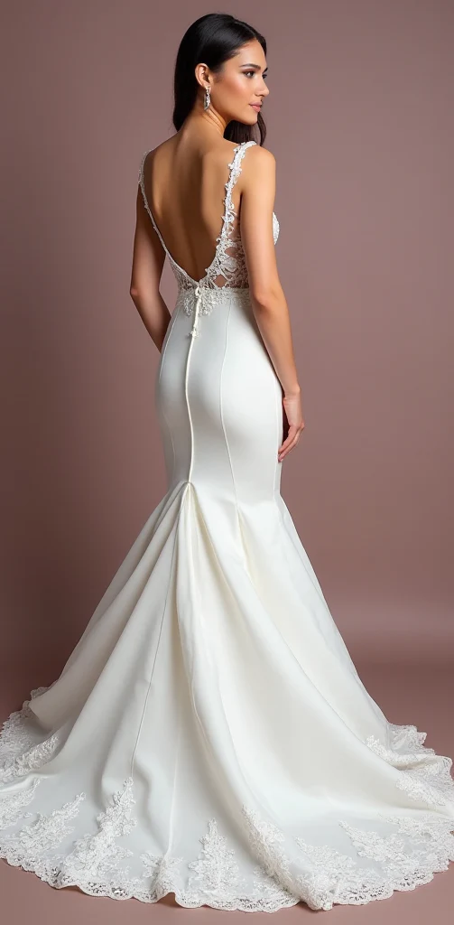 Mermaid Wedding Dress with a Chapel Train for a Classic Bridal Look - Image 3