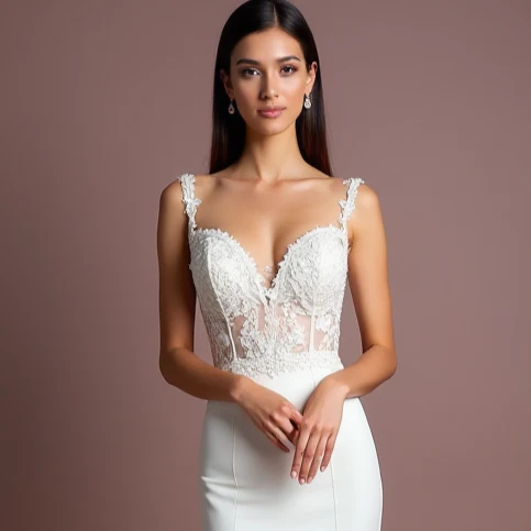 Mermaid Wedding Dress with a Chapel Train for a Classic Bridal Look - Image 4